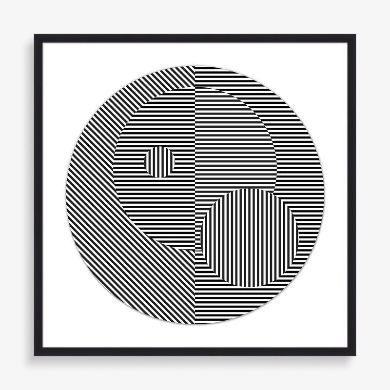 Black and white optical illusion abstract wall art piece