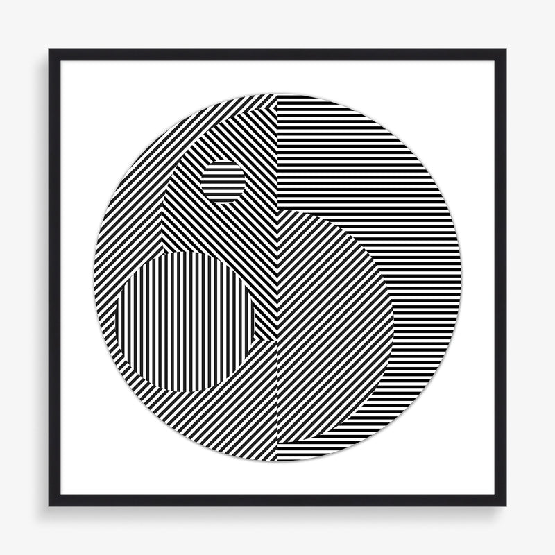 Black and white optical illusion abstract wall art piece
