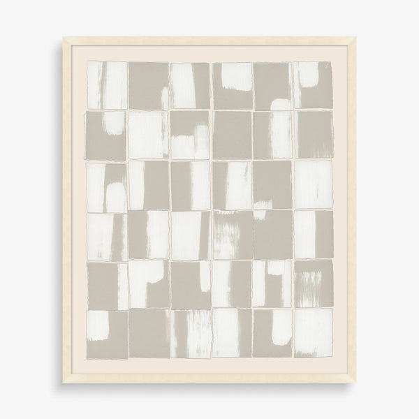 Large wall art with geometric painted organic pattern and neutral tones