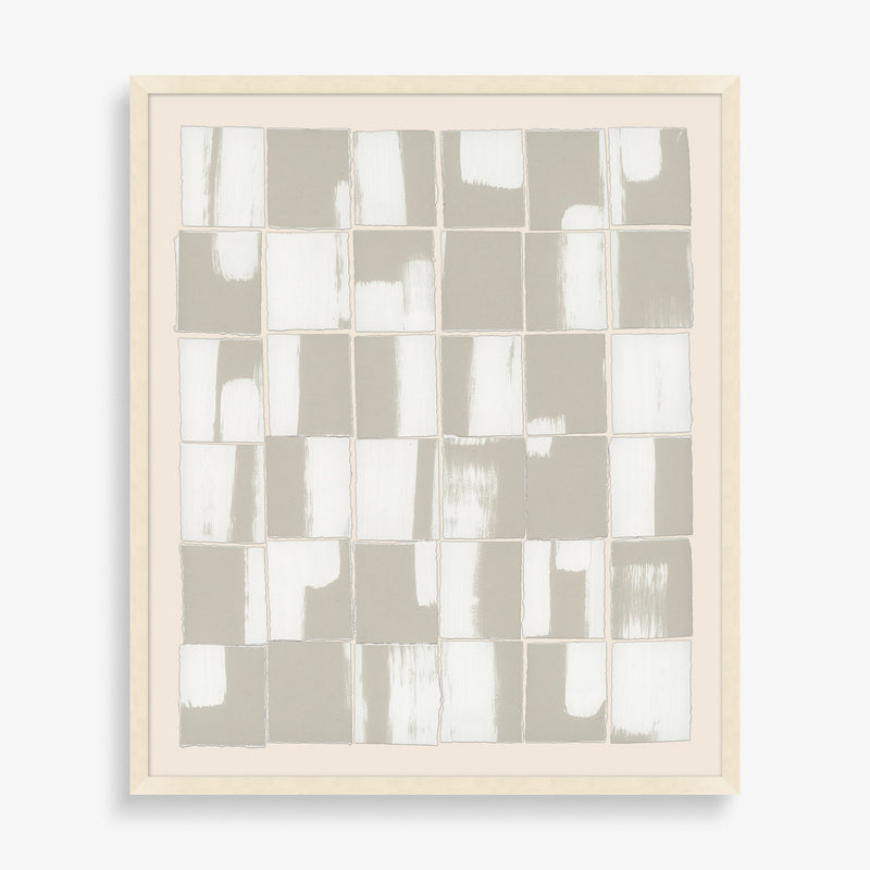 Large wall art with geometric painted organic pattern and neutral tones