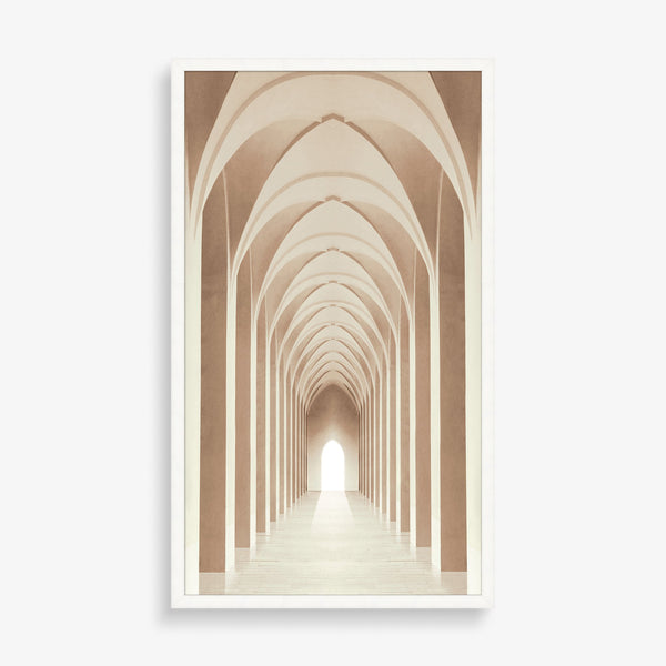 Large wall art featuring architecture photography in neutral tones. 