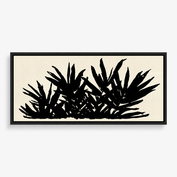 Large wall art piece featuring natural palms in raw canvas.