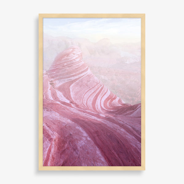 Large wall art featuring pink desert. 