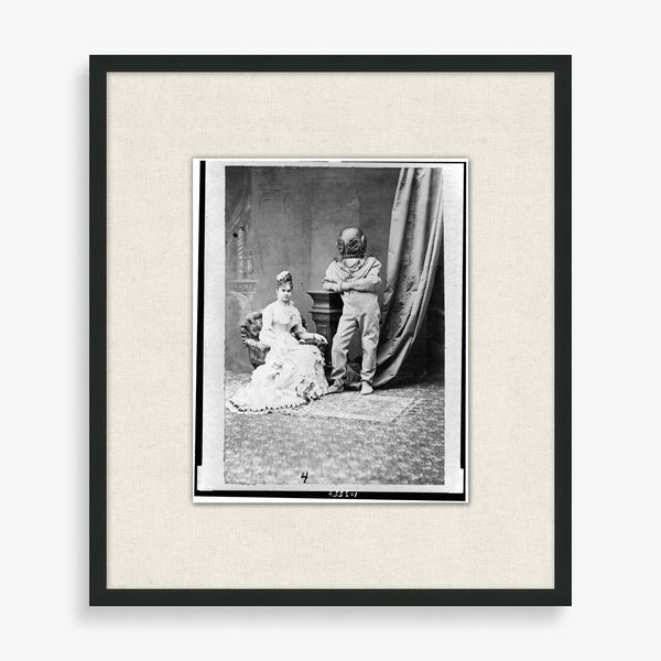 Large wall art vintage photography piece featuring scuba diver.