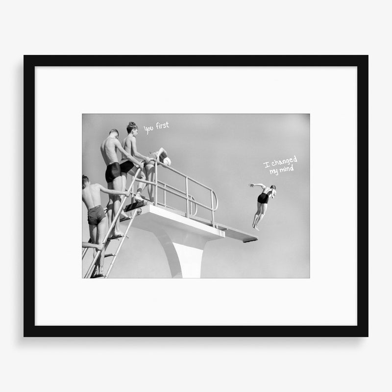 Large wall art vintage photography piece featuring swimmers.