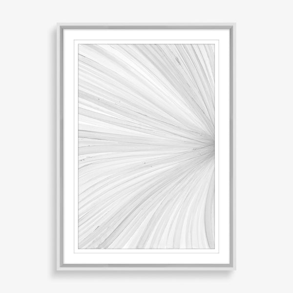 Large wall art piece featuring lines of white paint.