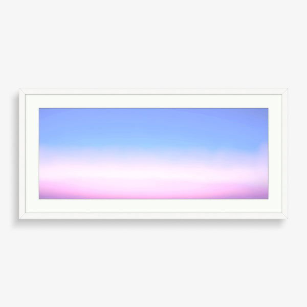 Large wall art piece featuring a sunset.