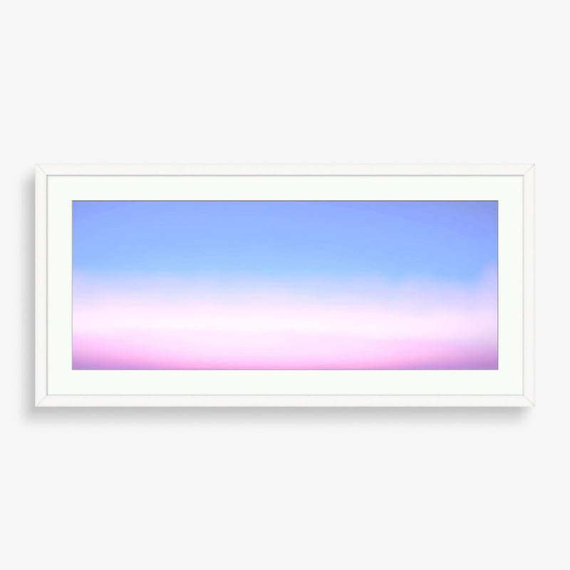 Large wall art piece featuring a sunset.