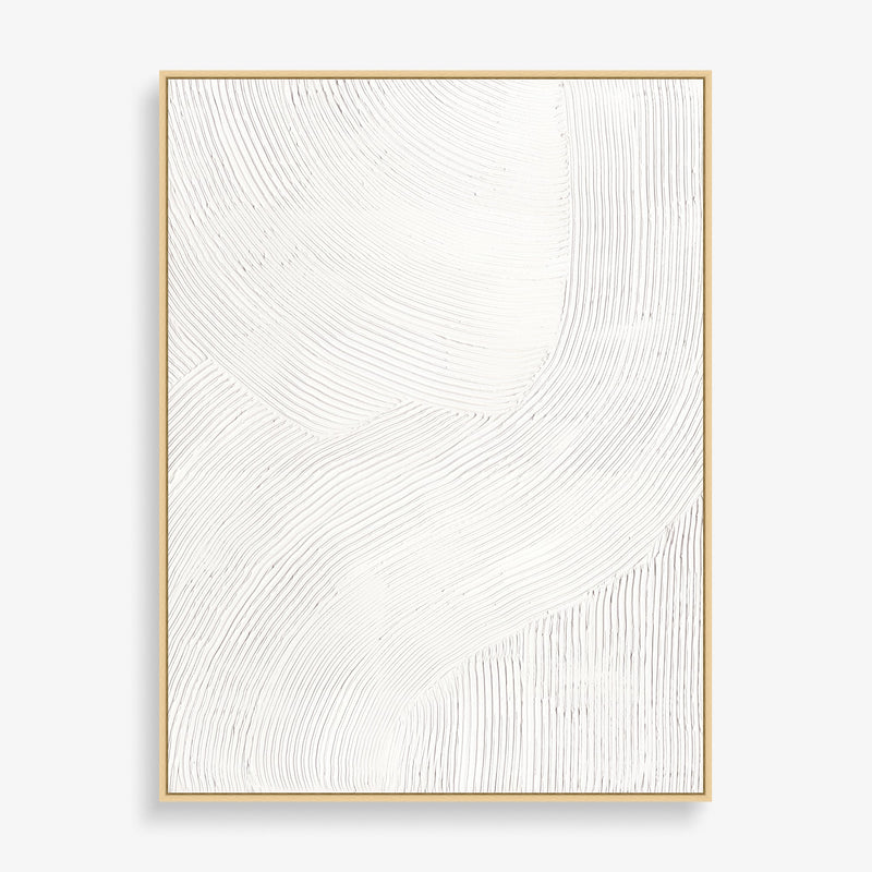 Large wall art featuring etched textured lines in white. 