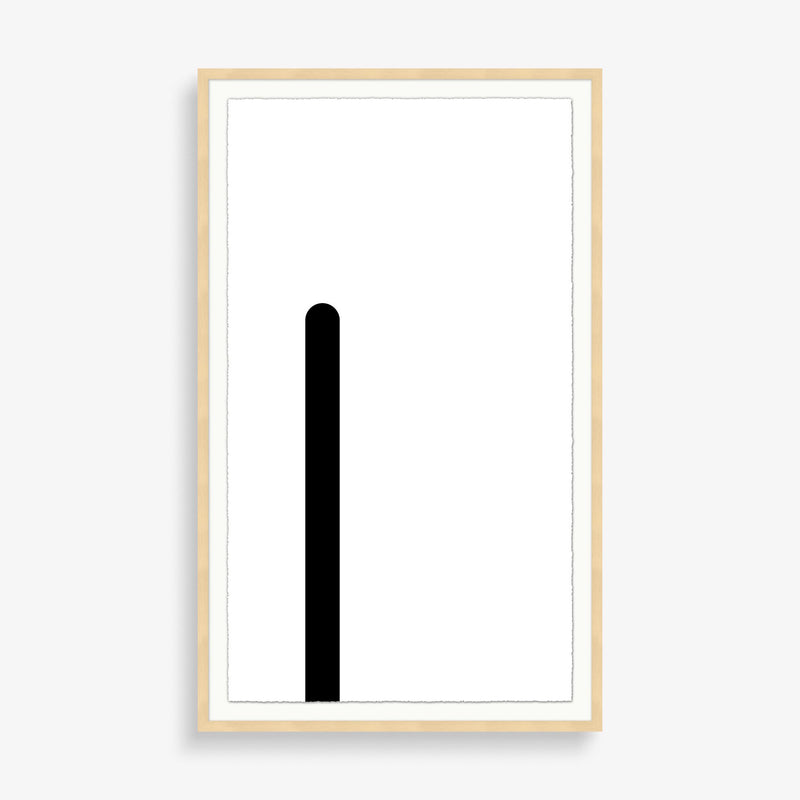 Large wall art featuring featuring a simple black line on an all white backrgound.
