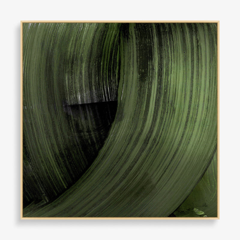 Large wall modern art piece featuring green brush strokes 