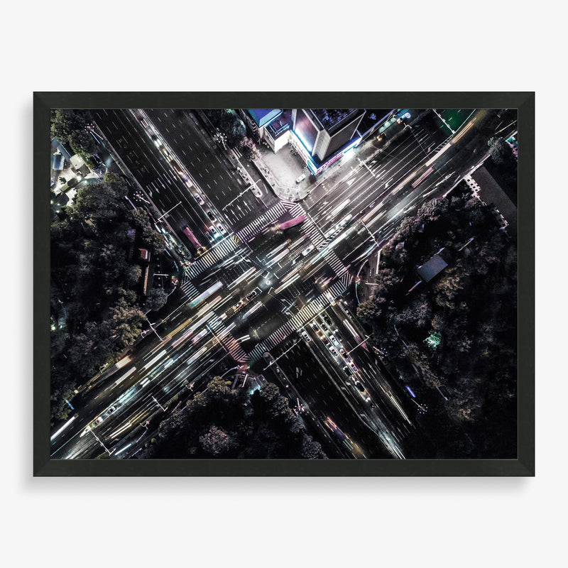 Large wall art: graphic and photography piece featuring city 