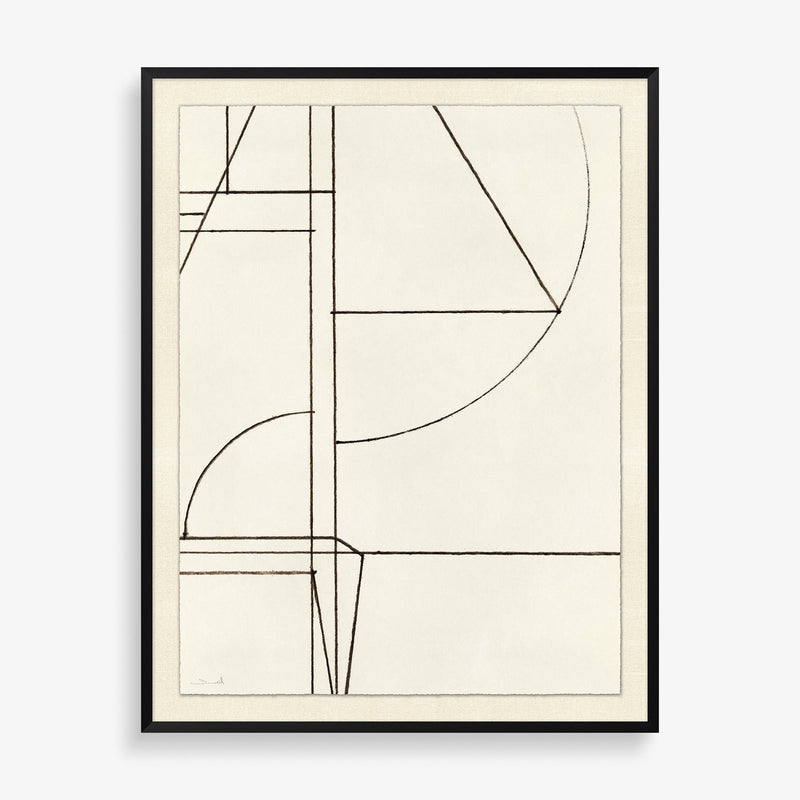 Large wall art piece. Mid-century modern abstract piece featuring warm neutral colors and geometric lines.