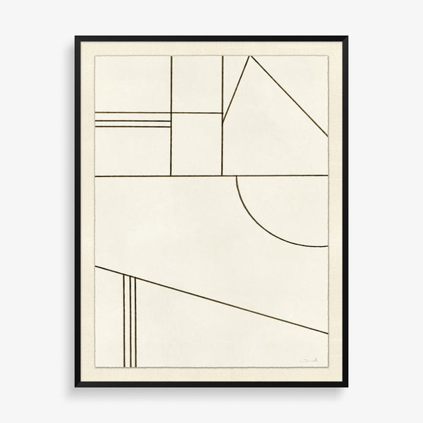 Large wall art piece. Mid-century modern abstract piece featuring warm neutral colors and geometric lines.