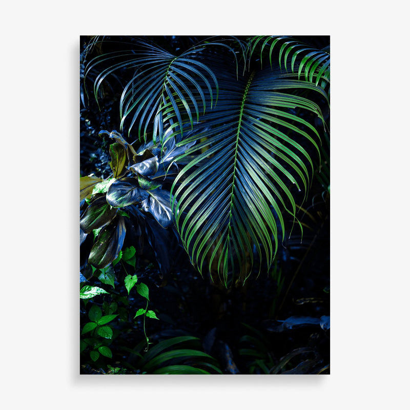 Large wall art featuring neon palm nature photography