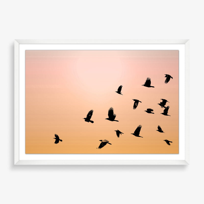 Large wall art abstract skyline with birds