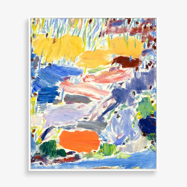 Large bright colorful wall art with abstract paint strokes. 